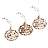 Max 3 Pieces Round Wood Hollow Christmas Tree Hanging Ornaments Rudder