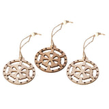 Max 3 Pieces Round Wood Hollow Christmas Tree Hanging Ornaments Rudder