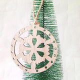 Max 3 Pieces Round Wood Hollow Christmas Tree Hanging Ornaments Rudder