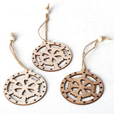 Max 3 Pieces Round Wood Hollow Christmas Tree Hanging Ornaments Rudder