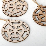 Max 3 Pieces Round Wood Hollow Christmas Tree Hanging Ornaments Rudder