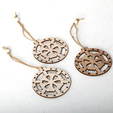 Max 3 Pieces Round Wood Hollow Christmas Tree Hanging Ornaments Rudder