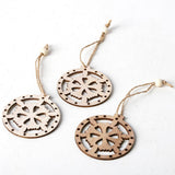 Max 3 Pieces Round Wood Hollow Christmas Tree Hanging Ornaments Rudder