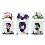 Max Synthetic Flower Hairpiece Hair Comb for Wedding Bride Straw Hat Lotus Pink