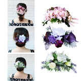 Max Synthetic Flower Hairpiece Hair Comb for Wedding Bride Straw Hat Lotus Pink