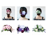 Max Synthetic Flower Hairpiece Hair Comb for Wedding Bride Straw Hat Lotus Pink