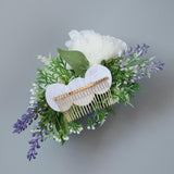 Max Synthetic Flower Hairpiece Hair Comb for Wedding Bride Straw Hat White Green