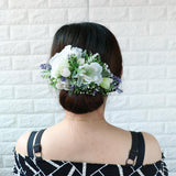 Max Synthetic Flower Hairpiece Hair Comb for Wedding Bride Straw Hat White Green