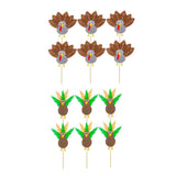 Max 6Pack Cute Turkey Cupcake Picks Topper Birthday Festival Cake Insert Silver