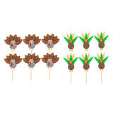 Max 6Pack Cute Turkey Cupcake Picks Topper Birthday Festival Cake Insert Silver
