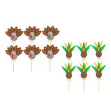Max 6Pack Cute Turkey Cupcake Picks Topper Birthday Festival Cake Insert Silver