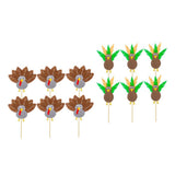 Max 6Pack Cute Turkey Cupcake Picks Topper Birthday Festival Cake Insert Silver