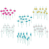 Maxbell 12xGlitter Ocean Creature Drinking Straws Cake Toppers Rose Red