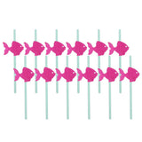 Maxbell 12xGlitter Ocean Creature Drinking Straws Cake Toppers Rose Red