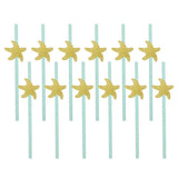 Maxbell 12xGlitter Ocean Creature Drinking Straws Cake Toppers Golden