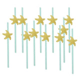 Maxbell 12xGlitter Ocean Creature Drinking Straws Cake Toppers Golden
