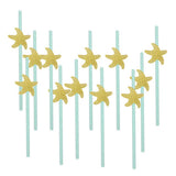 Maxbell 12xGlitter Ocean Creature Drinking Straws Cake Toppers Golden