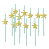 Maxbell 12xGlitter Ocean Creature Drinking Straws Cake Toppers Golden