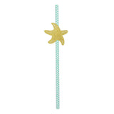 Maxbell 12xGlitter Ocean Creature Drinking Straws Cake Toppers Golden