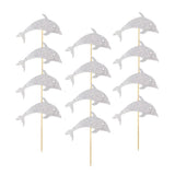 Maxbell 12pcs Glitter Cakecup Toppers Ocean Creature Cake Topper Silver