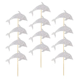 Maxbell 12pcs Glitter Cakecup Toppers Ocean Creature Cake Topper Silver