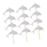 Maxbell 12pcs Glitter Cakecup Toppers Ocean Creature Cake Topper Silver