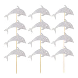 Maxbell 12pcs Glitter Cakecup Toppers Ocean Creature Cake Topper Silver