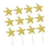 Maxbell 12pcs Glitter Cakecup Toppers Ocean Creature Cake Topper Golden