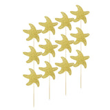 Maxbell 12pcs Glitter Cakecup Toppers Ocean Creature Cake Topper Golden
