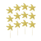 Maxbell 12pcs Glitter Cakecup Toppers Ocean Creature Cake Topper Golden