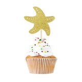 Maxbell 12pcs Glitter Cakecup Toppers Ocean Creature Cake Topper Golden