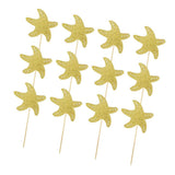 Maxbell 12pcs Glitter Cakecup Toppers Ocean Creature Cake Topper Golden