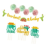 Maxbell 16x Per Set Paper Cake Toppers Bunting Banner for Party Babies Shower Decor