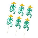 Maxbell 6xGlitter Cake Cakecup Topper for party Golden Hat+ Green Cactus Bearded Boy