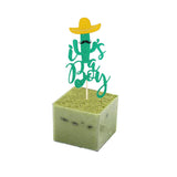 Maxbell 6xGlitter Cake Cakecup Topper for party Golden Hat+ Green Cactus Bearded Boy