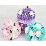 Maxbell Artificial Bridal Bouquet Bride Bridesmaid Flower Bouquet with Pearls Pink