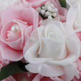 Maxbell Artificial Bridal Bouquet Bride Bridesmaid Flower Bouquet with Pearls Pink