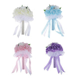 Maxbell Artificial Bridal Bouquet Bride Bridesmaid Flower Bouquet with Pearls Pink