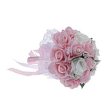 Maxbell Artificial Bridal Bouquet Bride Bridesmaid Flower Bouquet with Pearls Pink