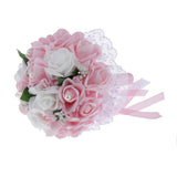 Maxbell Artificial Bridal Bouquet Bride Bridesmaid Flower Bouquet with Pearls Pink
