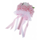 Maxbell Artificial Bridal Bouquet Bride Bridesmaid Flower Bouquet with Pearls Pink