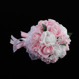 Maxbell Artificial Bridal Bouquet Bride Bridesmaid Flower Bouquet with Pearls Pink