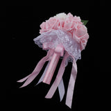 Maxbell Artificial Bridal Bouquet Bride Bridesmaid Flower Bouquet with Pearls Pink