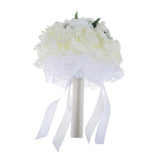 Max Artificial Bridal Bouquet Bride Bridesmaid Flower Bouquet with Pearls White