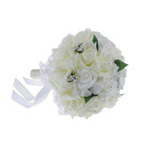 Max Artificial Bridal Bouquet Bride Bridesmaid Flower Bouquet with Pearls White