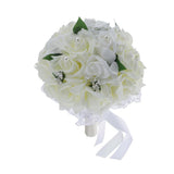 Max Artificial Bridal Bouquet Bride Bridesmaid Flower Bouquet with Pearls White