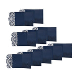 Max 10 Pieces Luxury Hollow Floral Invitation Card with Envelope Dark Blue