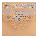Max 10 sets laser cut hollow out wedding invitation cards embossed cover beige