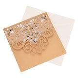 Max 10 sets laser cut hollow out wedding invitation cards embossed cover beige