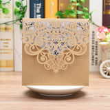 Max 10 sets laser cut hollow out wedding invitation cards embossed cover beige